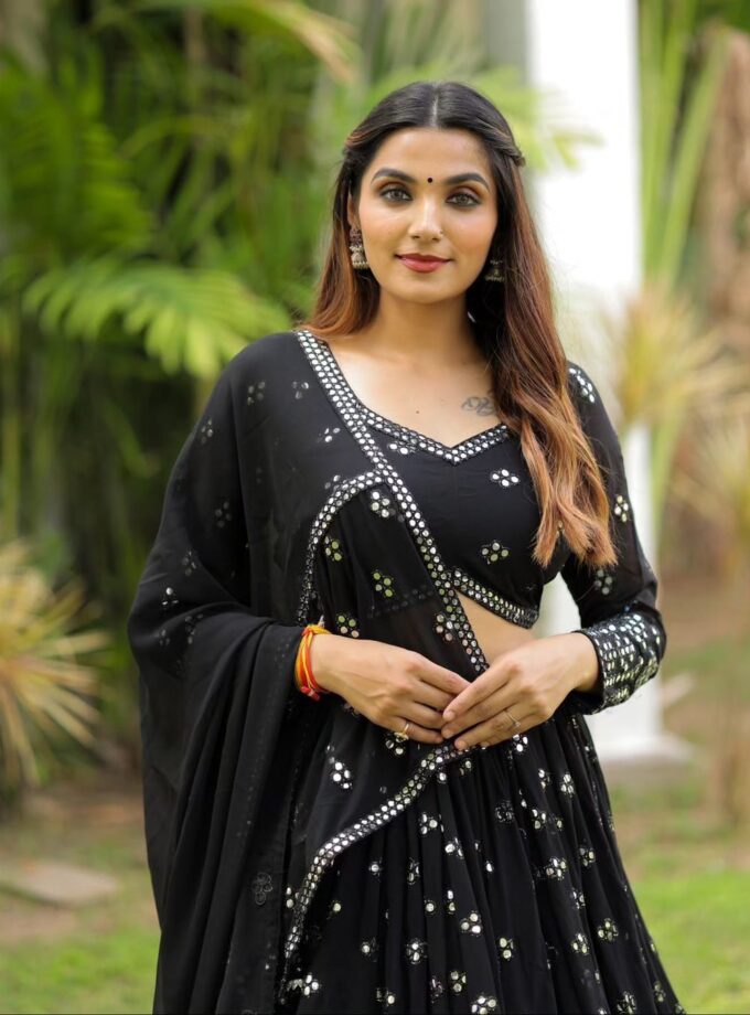 Balck Sequnce Lehngha choli with Stylish Blouse