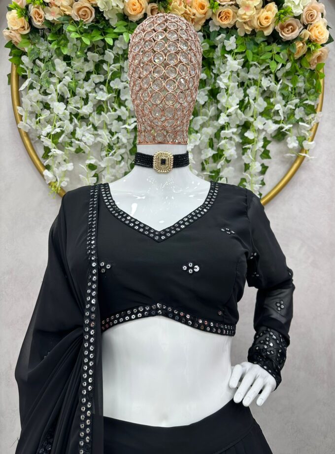 Balck Sequnce Lehngha choli with Stylish Blouse