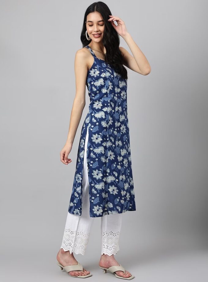 Women New Floral Print Straight Kurti