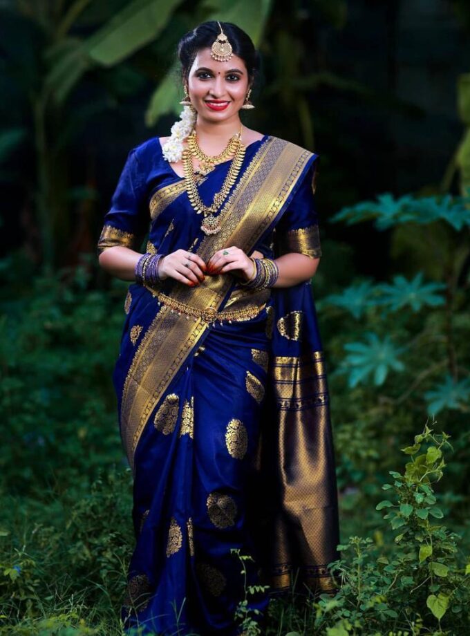 Unique Blue Soft Banarasi Silk Saree With Stylish Blouse Piece