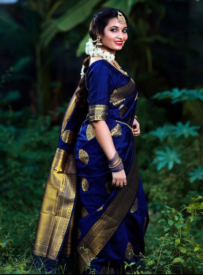 Unique Blue Soft Banarasi Silk Saree With Stylish Blouse Piece