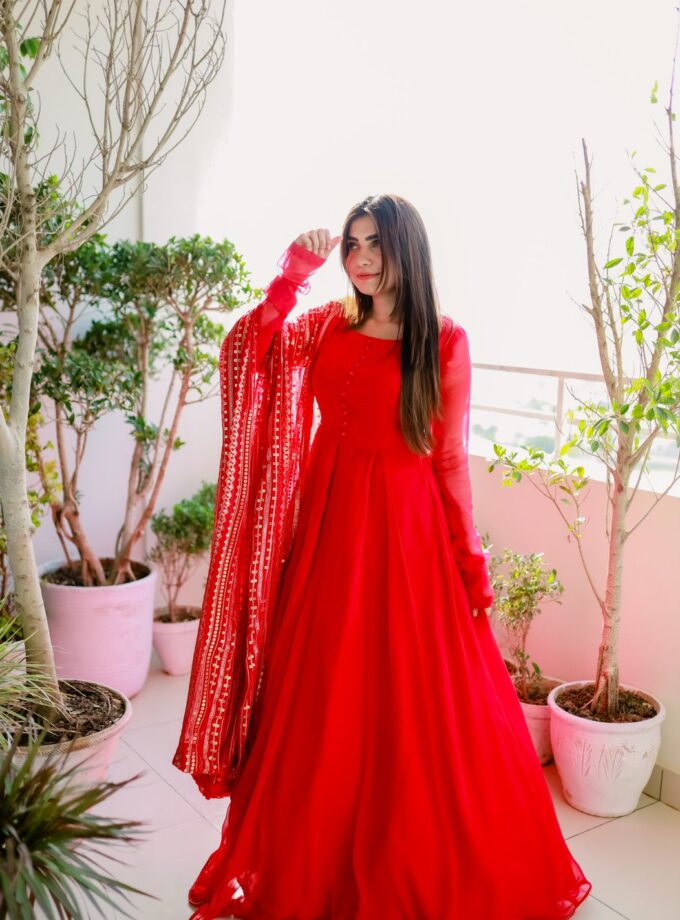Fabulous Red Festival Wear Gown With Dupatta