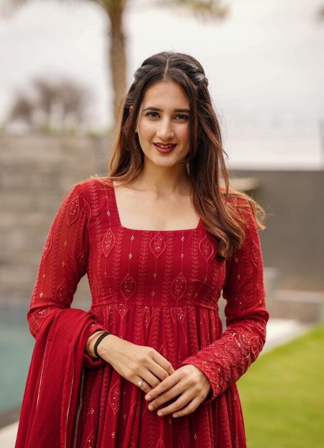 Trendy Red Color Sequence Work Beautiful Anarkali Suit