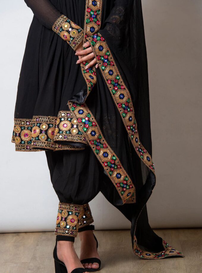 Pretty Black Colour Mirror Work Beautiful Designer Suit