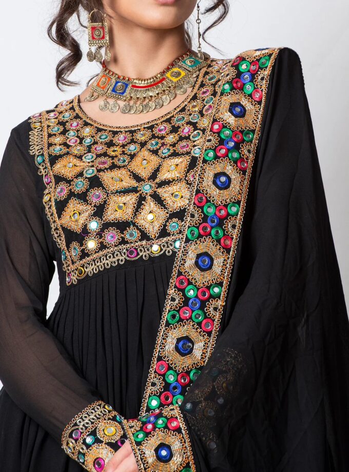 Pretty Black Colour Mirror Work Beautiful Designer Suit