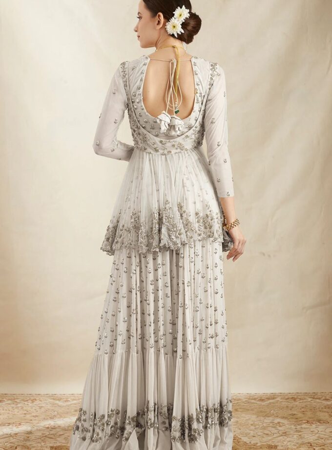 Pretty White Color Sequence Work Designer Suit