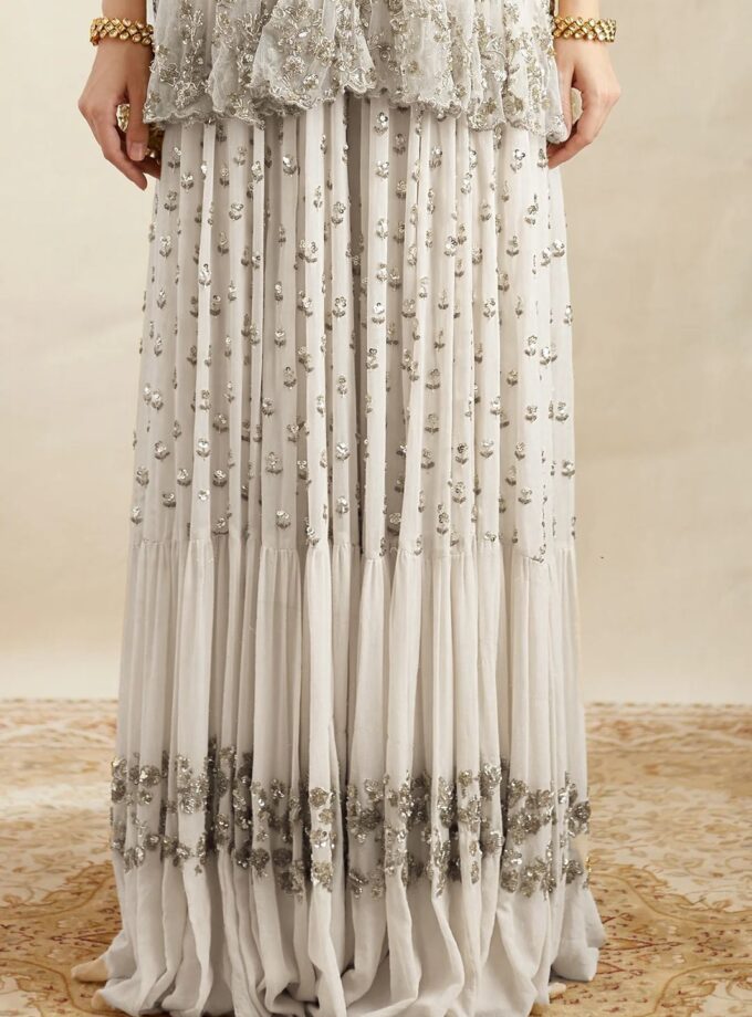 Pretty White Color Sequence Work Designer Suit