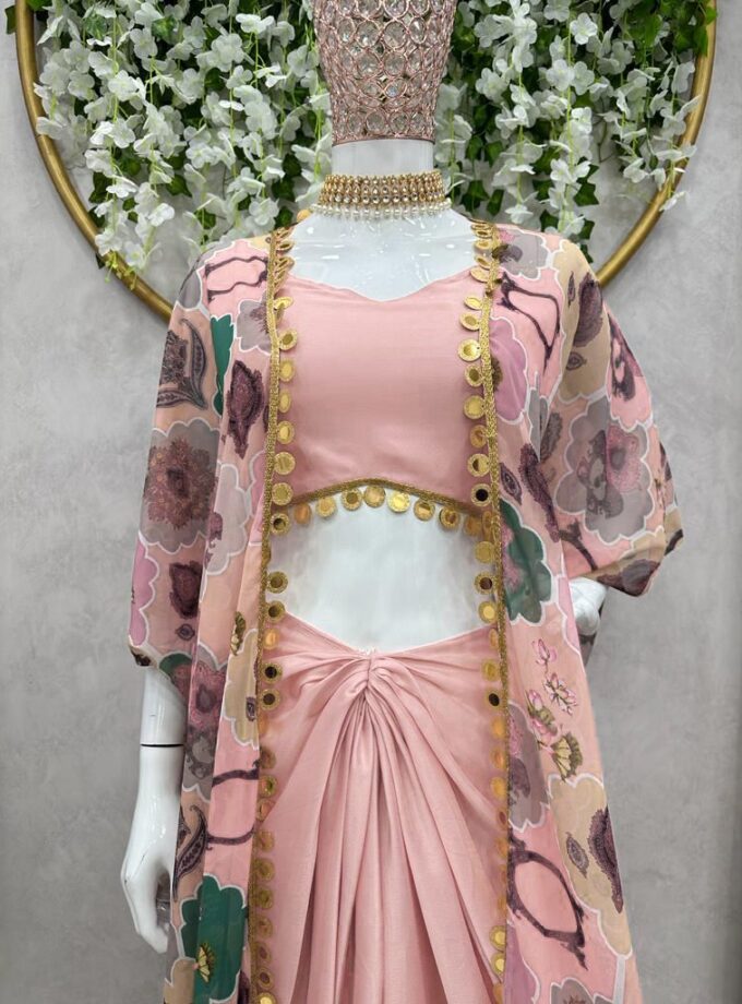 Designer Western Style Dhoti and Silk Fabric Choli