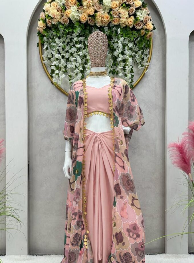 Designer Western Style Dhoti and Silk Fabric Choli