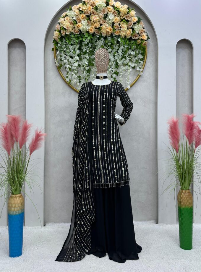 Georgette Both Side Work with Fancy Lace Designer Suit