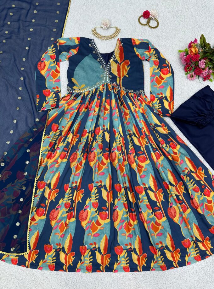 Fantastic Digital Print with Hand Work Designer Suit