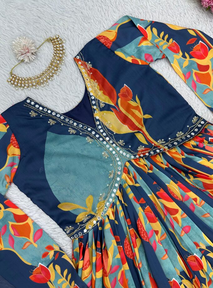 Fantastic Digital Print with Hand Work Designer Suit