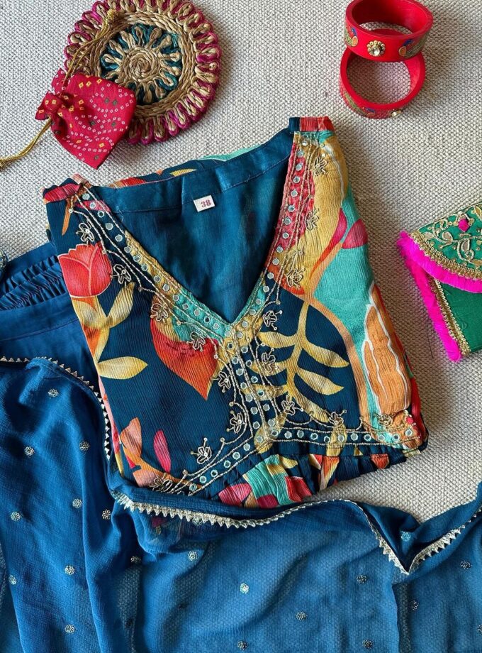 Fantastic Digital Print with Hand Work Designer Suit