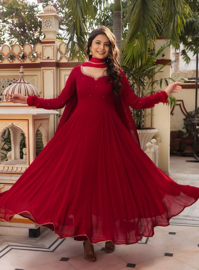 Georgette fabric and Moti Lace work with Stone Work Designer Suit