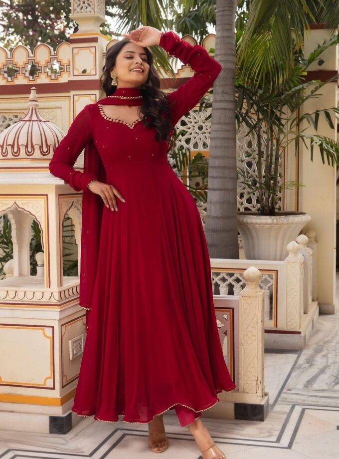 Georgette fabric and Moti Lace work with Stone Work Designer Suit