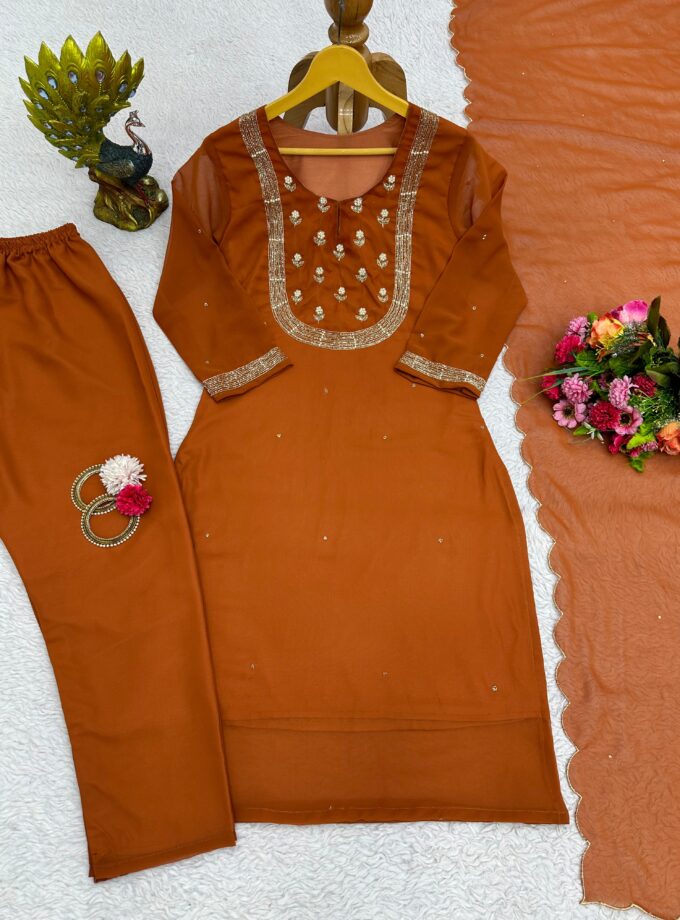 Trendy Designer Suit Set With Dupatta