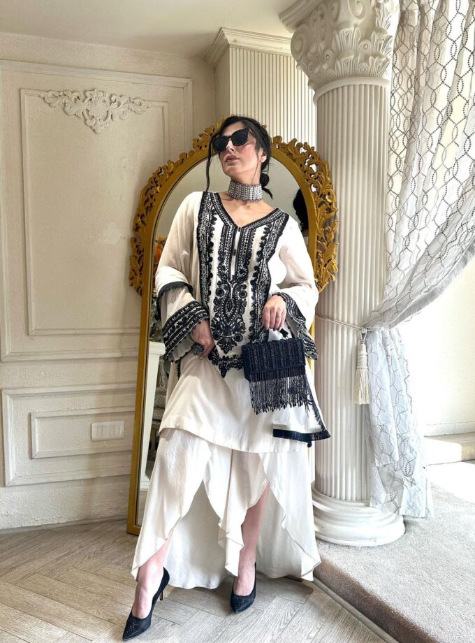 Western Designer Suit with Thread Work Dupatta