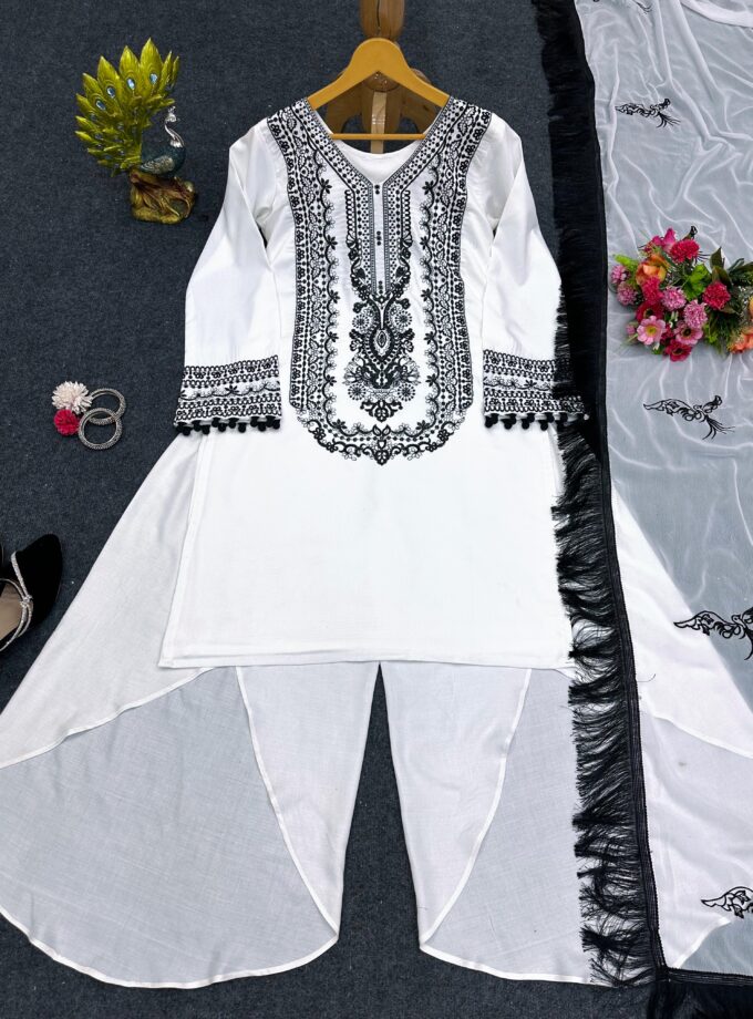 Western Designer Suit with Thread Work Dupatta