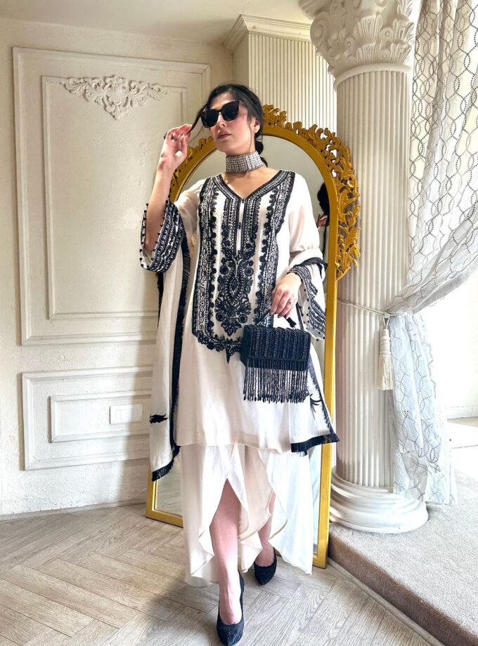 Western Designer Suit with Thread Work Dupatta