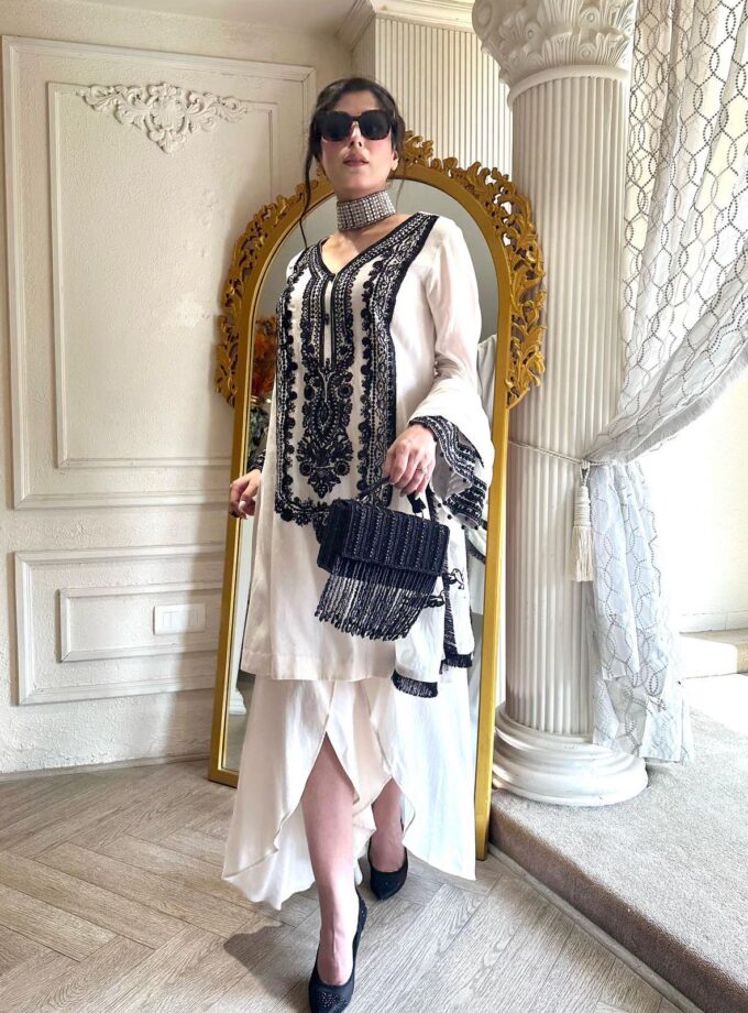 Western Designer Suit with Thread Work Dupatta