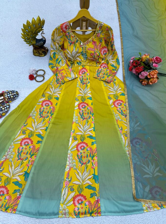 Beautiful Digital Printed and Fancy Lace Designer Suit