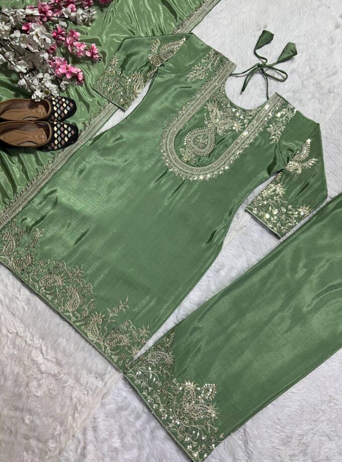 Madhurya Luxury Embroidered Silk Suit Set for Festive Occasions