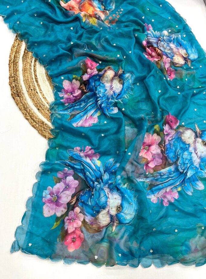 Madhurya Handcrafted Birds and Floral Saree