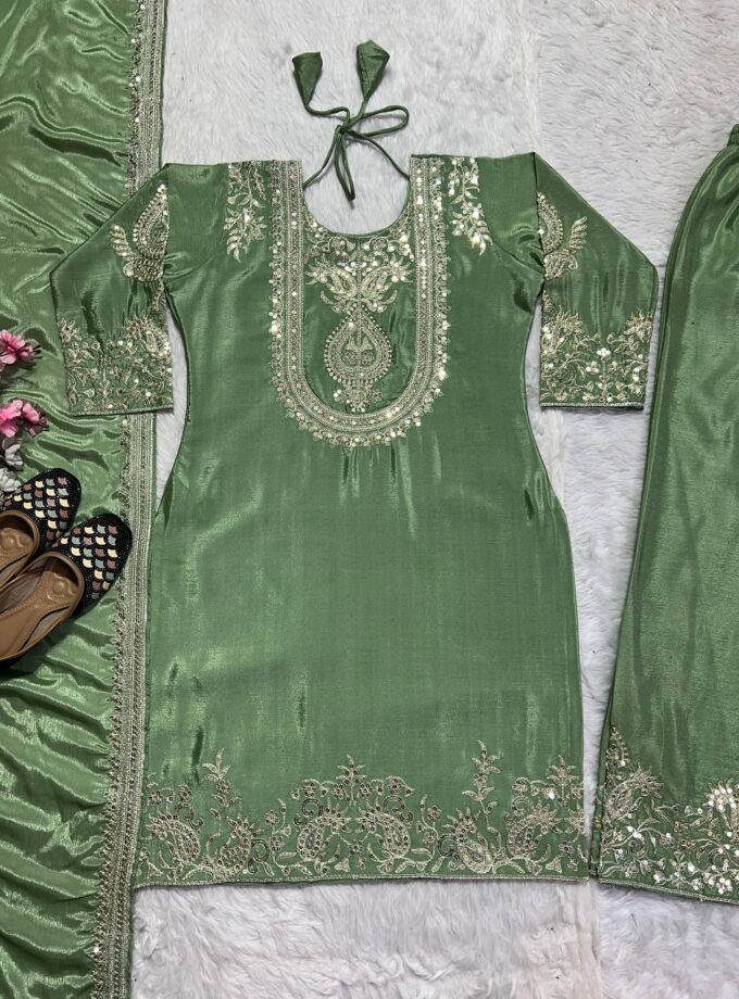 Madhurya Luxury Embroidered Silk Suit Set for Festive Occasions