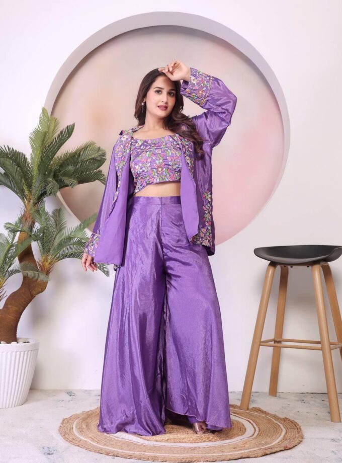 Stunning Three Piece Co-ord set Crafted from Luxurious Chinon Silk Fabric