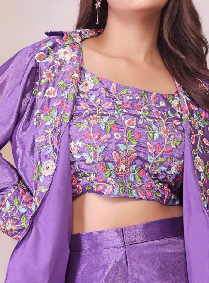 Stunning Three Piece Co-ord set Crafted from Luxurious Chinon Silk Fabric