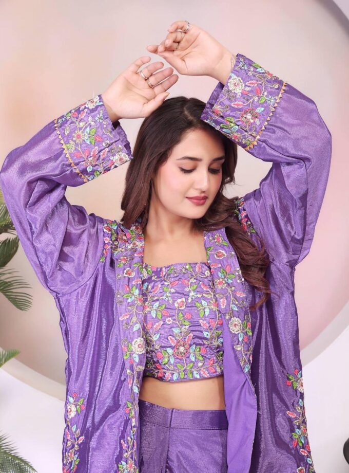 Stunning Three Piece Co-ord set Crafted from Luxurious Chinon Silk Fabric