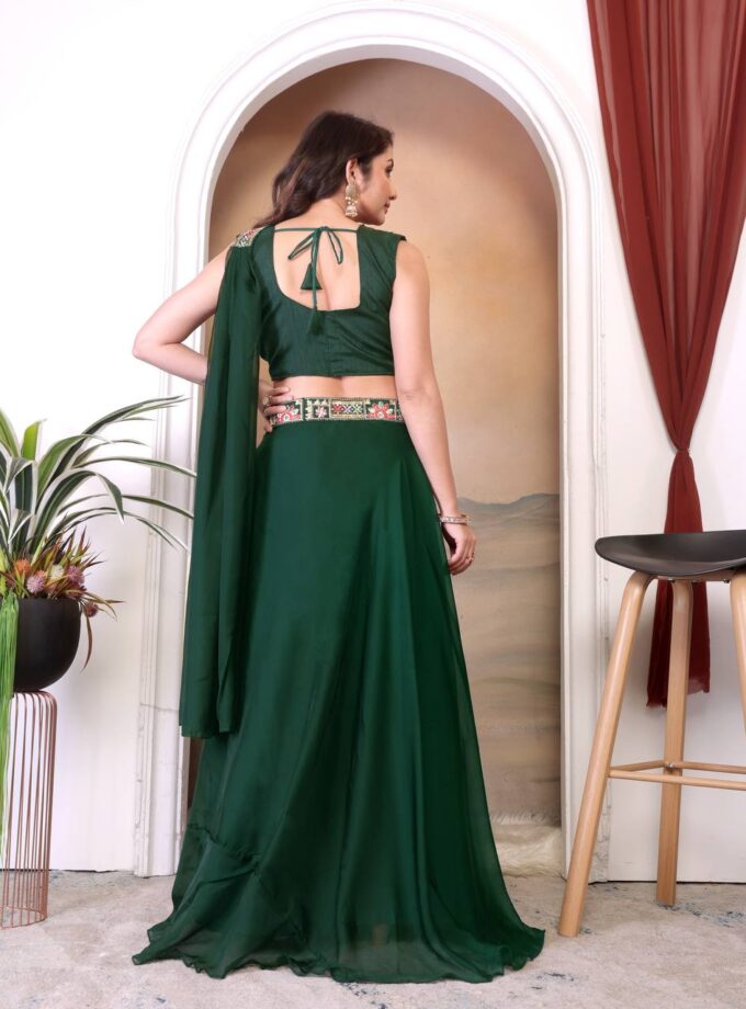 Modern Green Lehenga with Traditional Embroidery