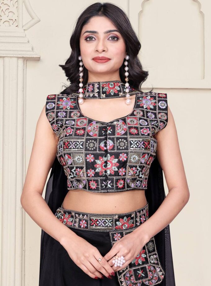 Traditional Green Lehenga Choli with Embroidered Blouse