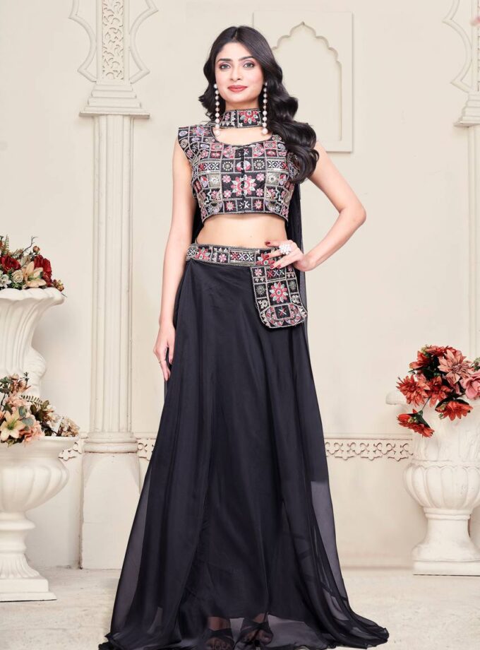 Traditional Green Lehenga Choli with Embroidered Blouse