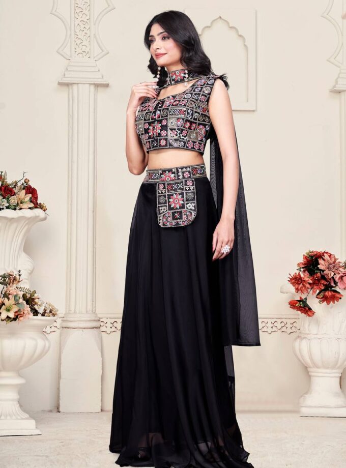 Traditional Green Lehenga Choli with Embroidered Blouse