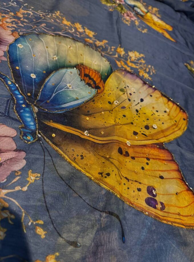 Madhurya Trendy Casual Wear Saree in Blue with Floral Design