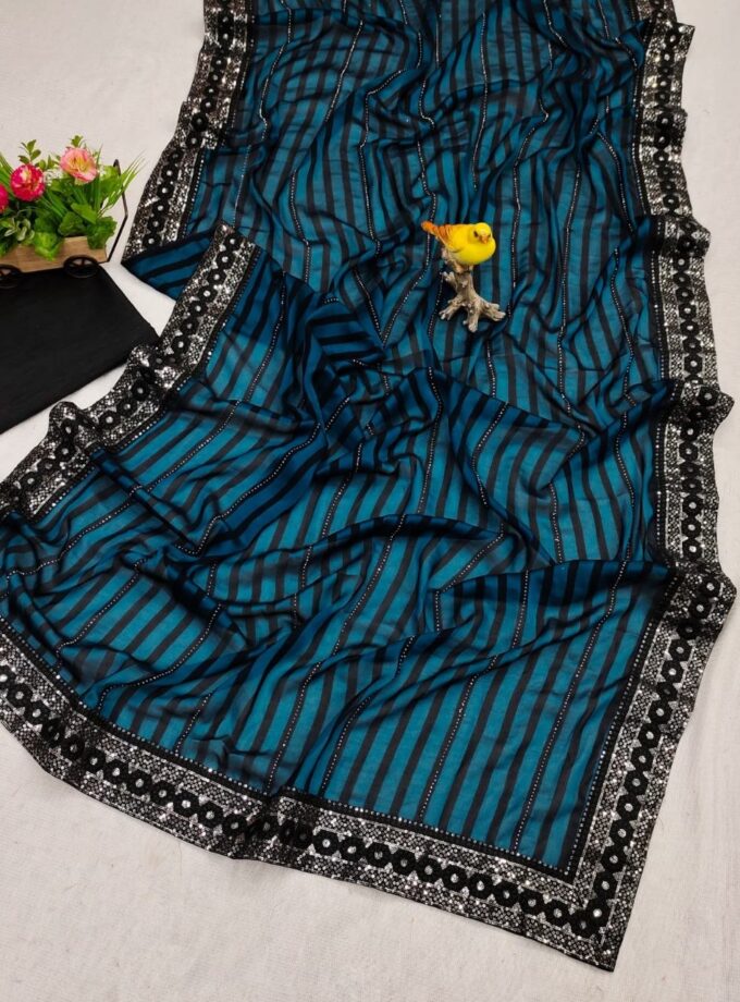 Beautiful Leheriya women design with Hotfix Work