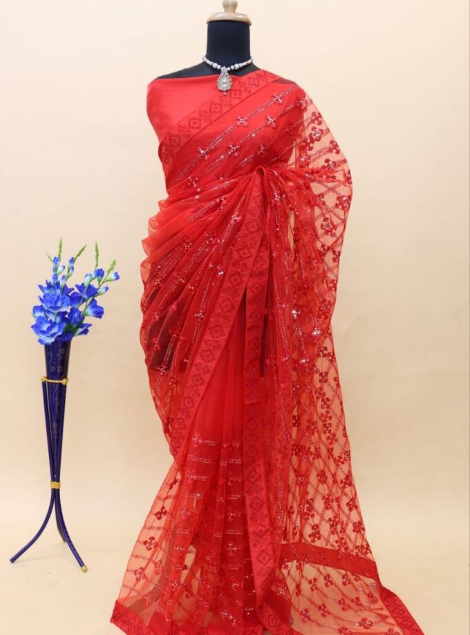 Madhurya Heavy Butterfly Net Saree with Fancy Diamond Work