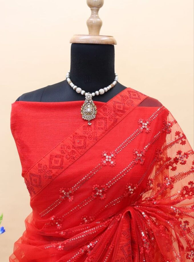 Madhurya Heavy Butterfly Net Saree with Fancy Diamond Work