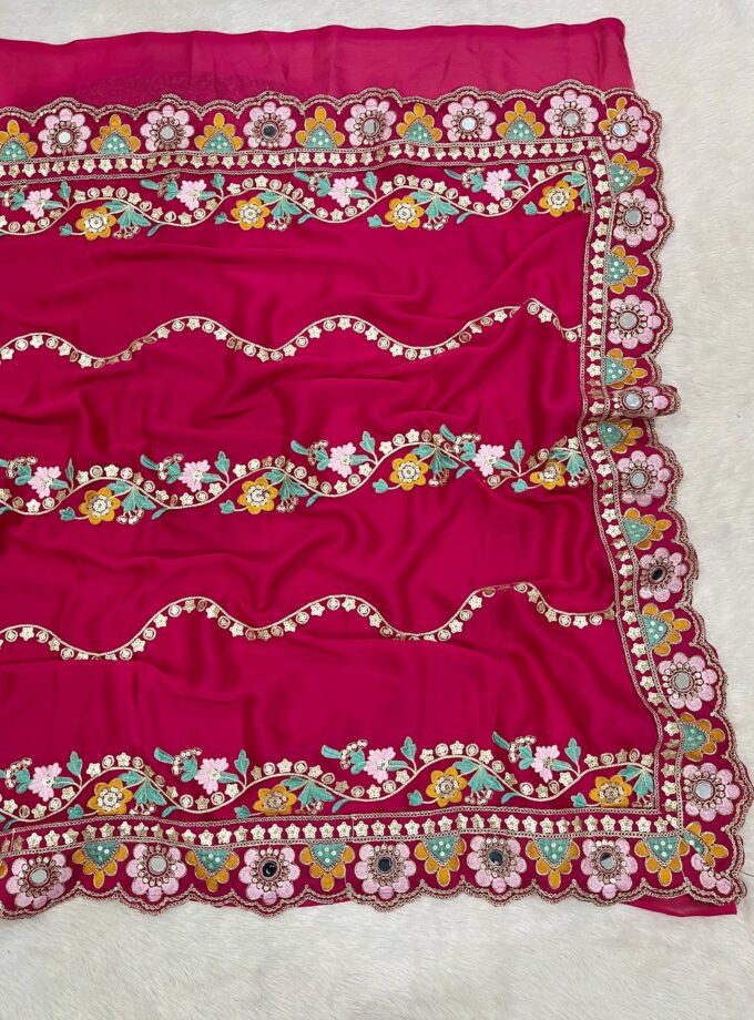 Designer Embroidery work Soft Rangoli Silk Saree