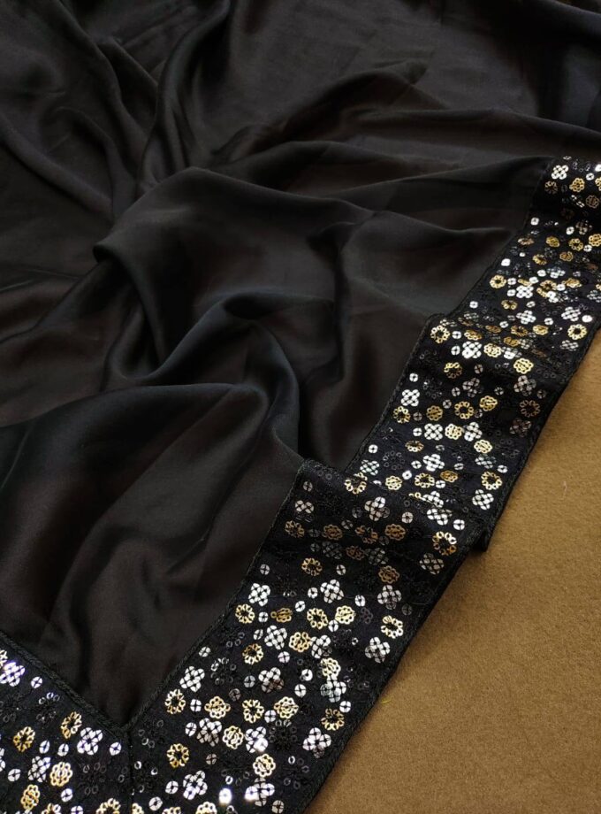 Soft Black Rangoli silk with Thread Work Saree