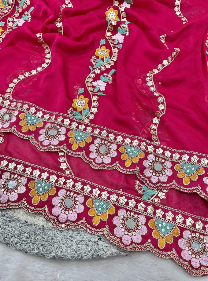 Designer Embroidery work Soft Rangoli Silk Saree